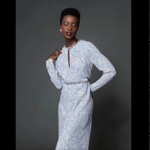 BCBGMAXAZRIA Francesca Chain Neck Dress LEAFY SHADOWS PRINT